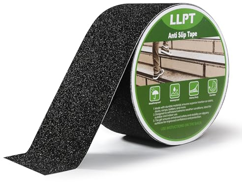 LLPT Grip Tape | Halkfritt säkerhetstejp | för vattentäta trappor inomhus utomhus | Halkfria remsor | för steg båtar ramper trappor (ASB350) | Svart | 76 mm x 5 m