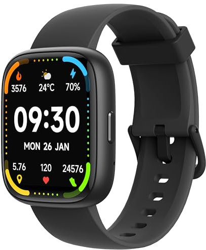 KALINCO Alexa Smartwatch Damen Herren, Telefonfunktion, IP68 Wasserdicht Fitnessuhr mit Herzfrequenz Stress SpO2 Gesundheitserinnerungen, Schrittzähler Schlafanalyse 100+ Sportmodi, für Android & iOS