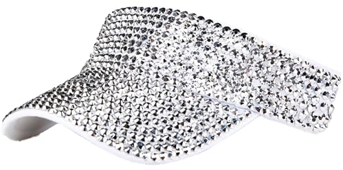Empty Top Women's Baseball Cap Exquisite Rhinestone Visor Hat Stylish Casual Sun Hats Outdoor Travel Leisure Peaked Caps White-Silver