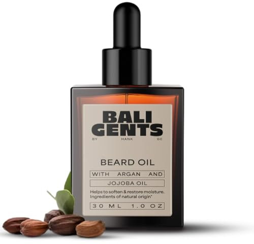 BALI GENTS Beard Oil – Veganes Bartöl mit Arganöl, Jojobaöl & Sonnenblumenöl – Nicht fettende Bartpflege für weiche Barthaare & gesunde Haut – 30 ml