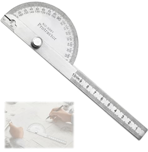 KYLOS Rapporteur d'Angle Professionnel - Goniomètre en Acier Inoxydable 245mm avec Règle Intégrée - Précision Laser pour Travail du Bois et Bricolage - Surface Antiréfléchissante