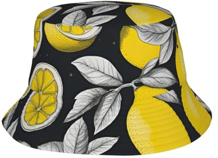 Chapeau cloche imprimé citron pour homme et femme, chapeau de soleil amusant, chapeau de pêcheur en plein air, été, voyage, randonnée