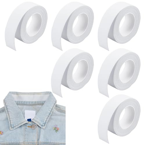 HOBBIESAY Lot de 6 rouleaux autocollants de protection pour col de chemise - Blancs - Coussinets de transpiration invisibles pour chemises et chapeaux