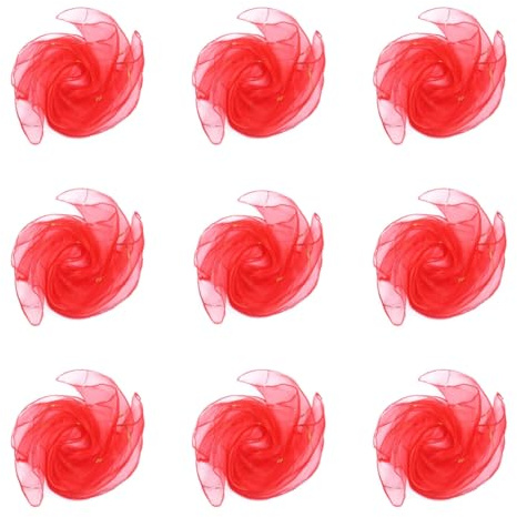 PTNKUIIY Lot de 25 foulards de danse carrés de jonglage - 60 x 60 cm - Idéal comme accessoire pour outils sensoriels, jonglage, spectacle sur scène, costume - Accessoires assortis - Rouge