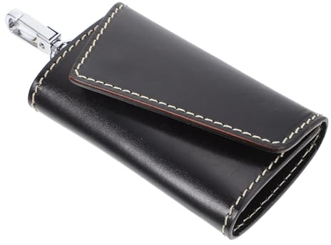 NULYLU Borsello Portachiavi in Pelle Vegetale Nero Leggero e Facile da Trasportare, Custodia Protettiva per Chiavi della Porta, Design Compatto per Uso Quotidiano