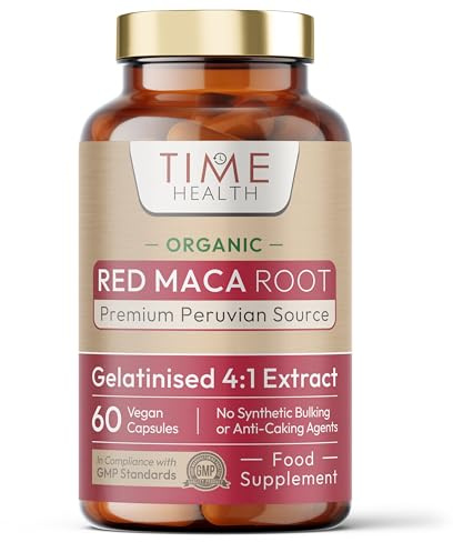 Organic Red Maca Root - 2000mg per Capsule - Peruvian Source - Gelatinized for Absorption - UK Manufactured - Pullulan (60 Capsule)