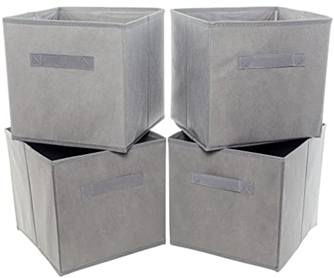 Clay Roberts Storage Cubes, Storage Boxes, Pack of 4, Grey, Fabric Basket Set for Storage Units, 25cm x 25cm x 25cm, Grey Baskets, Boxes, Box, Unit Cubes