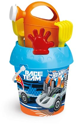 ODS | Sunday Hot Wheels Set Mare XL con Secchiello 19 cm, Paletta, Rastrello, Setaccio e Annaffiatoio, Giochi da Spiaggia per Bambini