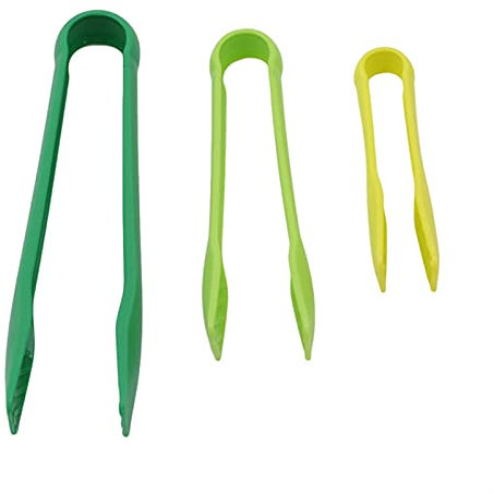 3pcs / Set Silicone Food Tong Plastic Cuisine Cuisine Pinicone Pince à cuisson antidérapante Pincette BBQ Outils à salade Grill Cuisine (Color : Green)