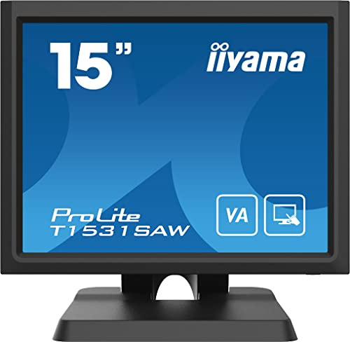iiyama Prolite T1531SAW-B6 38cm (15) VA LED-Monitor XGA Single Touch Saw (VGA, HDMI, DisplayPort) IP54 Front, schwarz