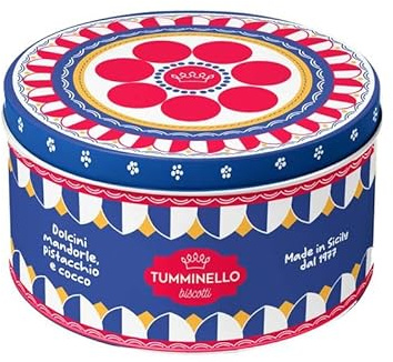 Boîte Tifeo avec Biscuits assortis: Ricci aux Amandes, Ricci à la Pistache et Praline aux noix de coco 120 gr