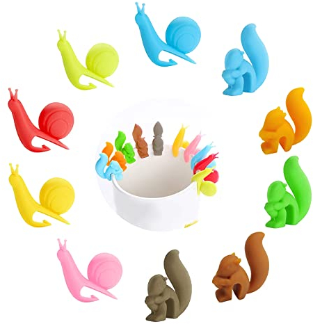 Silikon Teebeutelhalter für Tassen, 10PCS Eichhörnchen Schnecke Teebeutel Halter Netter Getränk Marker Glas Marker Schnecke Teebeutel Halter für Cup Mug Party Supply