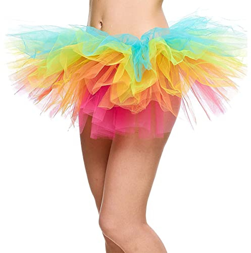 SamHeng Amarillo Faldas tutú de mujeres, caminantes de ballet para adultos de 5 capas para la fiesta de la noche, la falda esponjosa clásica de tul tulle para baile, boda, evento, vestir de halloween