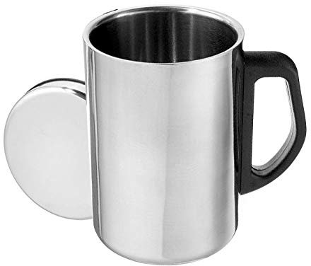 Edelstahl-Kaffeebecher, Doppelwandig Becher Weinbecher mit henkel Deckel,350/500ML Edelstahl Tasse Campingbecher für Kaffee, Wein, Bier, Milk-Wandern Trekking Arbeit (1, 500ML)