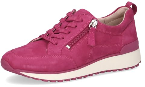CAPRICE Damen Sneaker flach aus Leder mit Reißverschluss, Lila (Fuchsia Suede), 37 EU
