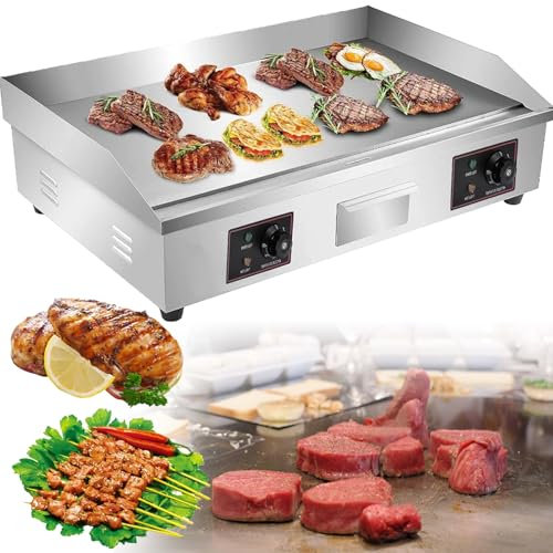 Plancha Cocina Eléctrica Profesional, Parrilla De Barbacoa con Placa Caliente De Encimera Ajustable De Acero Inoxidable, Plancha Eléctrica Antiadherente Eficiente De 4000 W para Barbacoa Casera,820