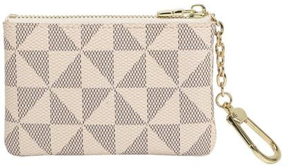 Portamonete in Pelle,Portafogli Donna Piccolo con Cerniera,Portamonete Donna Piccolo,Porta Monete Uomo Portatile con Portachiavi,Mini Portafoglio per Uomo e Donna (Bianco)