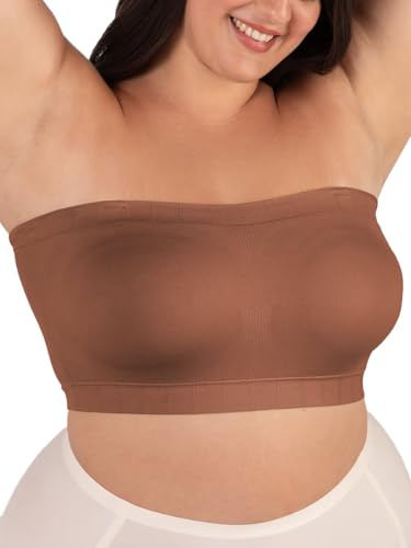 SHAPERMINT konvertibla axelbandslösa BH för kvinnor – bandeau BH, axelbandslös topp, Latte, XXL