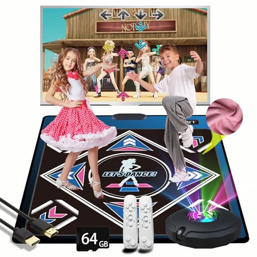 WuZhuangYuan A Single-Person Dance mat with Camera, 64GB Card, 650 Songs, 1000 Games, 81 Music Videos. Luxurious Gift for Boys and Girls, Made of high-Grade Flannel. Suitable for TV use.
