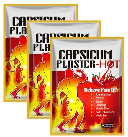 KOAHDE Parches Térmicos de Capsaicina Natural,Parches Térmicos Corporales,Parches para Aliviar el Dolor,Parches Térmicos Corporales,Parche De Capsaicina Columna Cervical Vértebra,24pcs