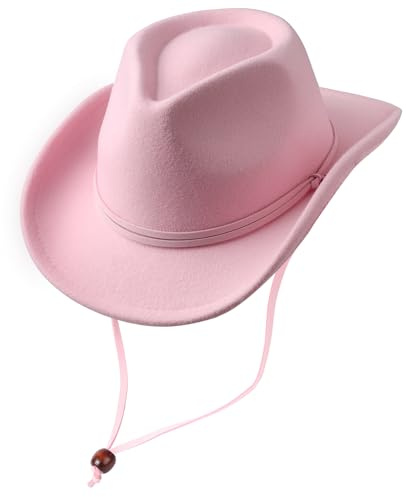 DRESHOW Chapeau Cowboy Fille Garçons Chapeau Panama Rétro Fedora Classique en Feutre avec Boucle de Ceinture Casquettes Unisexes Enroulées pour Enfants 4-12 Ans