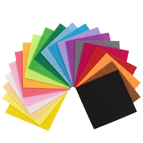20 Pcs Coloured Felt Fabric Sheets, 20 Assorted Colour Polyester Soft Thick | Felt Sheets, Craft Felts for DIY Crafting Sewing Patchwork Arts & Crafts Projects Felts(15 x 15 cm)