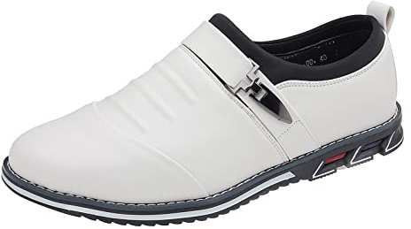 OBiQuzz Business skor herr läder slip on halvskor | Fritid läderskor halkfria mockasiner bekväma slip-skor andningsbara arbetsskor