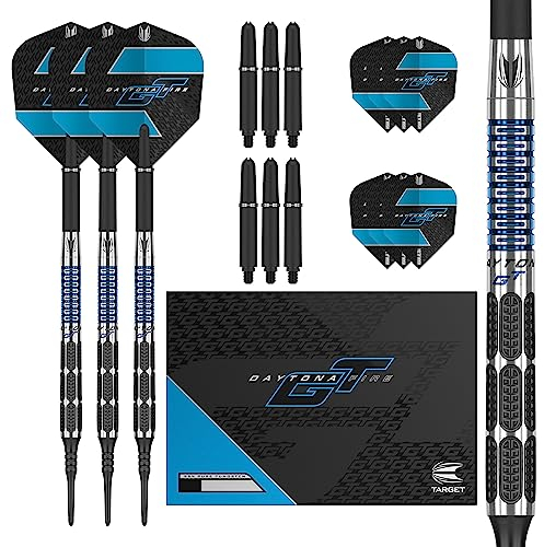 Target Darts Unisex's Daytona Fire GT10 18G 95% Tungsten Soft Tip Darts Set, Black and Blue