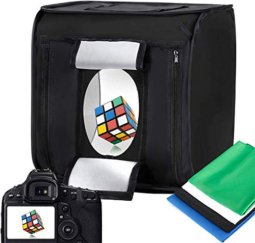LTRINGYS - Scatola pieghevole per studio fotografico, con luci LED dimmerabili, per studio fotografico, con 5 sfondi, 16''×16''