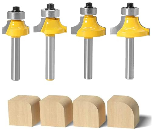Frese Punte Per Scanalature Router Bits 4 Pezzi, Frese Per Scanalature Router Bits 8 Mm Gambo Router Bit Set Router Bit Set Carburo Di Punta Taglierina, per Falegnameria Fresatura Angolo Arrotondato
