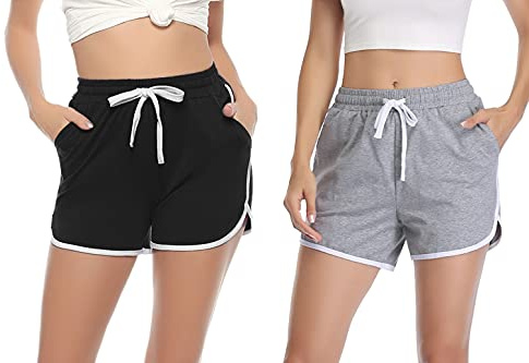 Aseniza Pantaloncini Donna Estivi in Cotone per Sport, Jogging, Yoga e Fitness, Shorts Sportivi