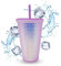 Nadia's Little Treasures Studded Tumbler Straw Lid - Plastic Double Walled Cold Cup for iced Coffee, Water, Slush or Smoothies, Your Home Cinema Cup (Metallic Lilac 16OZ/ 450ml)