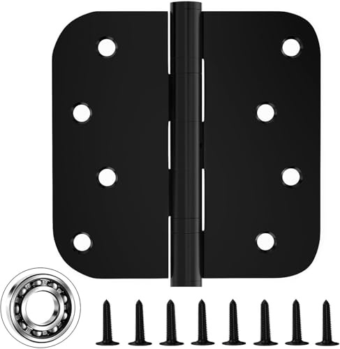 Bartuda 3 Pack Ball Bearing Door Hinges, 4 x 4 Inches Door Hinges, Enhanced Version Heavy Duty Stainless Steel Hinges, 5/8'' Radius Corner, Smooth and Quiet, Non Removable Pin, Matte Black