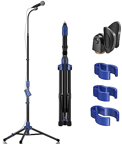 Salvori Vollständig faltbarer Mikrofonständer mit 360°-Schwanenhals-Arm, Kippschutz, robuster zusammenklappbarer Mikrofonständer, Mikrofonständer mit stabilem Stativ und Galgenarm für Gesang, Aufnahme
