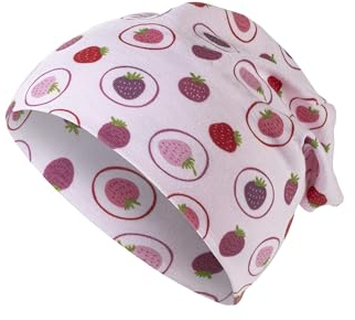 Sterntaler Beanie Erdbeeren Sommer Jersey - Kindermütze aus Flammgarnjersey für Mädchen mit UV Schutz 50+ - Leichte Mütze mit Erdbeer -Druck schützt den Kopf an heißen Tagen vor der Sonne - rosa, 53