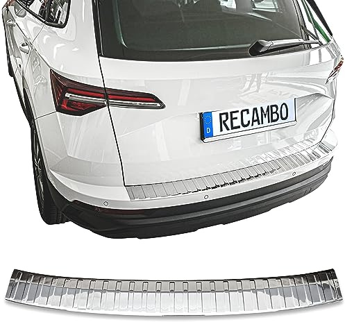 Recambo | Protector de Parachoques trasero | Compatible con Skoda Karoq | NU7 | a partir de 2017 | Acero Inoxidable Cromado | Protección borde de carga