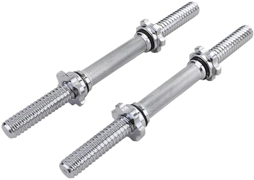 RAMROXX 2X 42cm Kurzhantelstangen mit gerändeltem Griff inkl. Sternschrauben Chrom 30mm