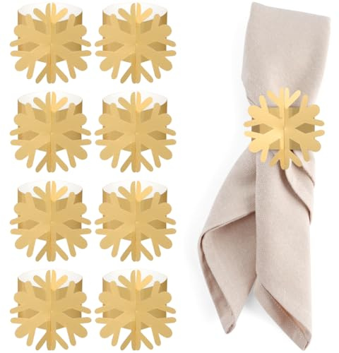 UPKOCH 25 PièCes Ronds De Serviette De Table NoëL en Papier Khaki Flocon De Neige DéCoration Rustique pour Noël décoration de Table,fêtes,Mariages, dîners de Gala Anneaux de Serviette