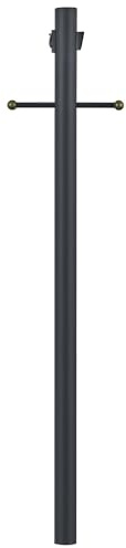 Design House Outdoor Lamp Post, Plastic Cross Arm, Built-in-Outlet, Dusk-to-Dawn Photo Eye Sensor, Easy Installation, Black, 3 in Diameter x 80 in H, 589812