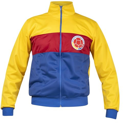 Colombie Rétro Football Jaune Bleu et Rouge vintage Veste de sport Jumper Top S