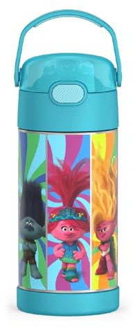 Thermos FUNTAINER Water Bottle with Straw - 12 oz, Trolls 3 - Insulated Stainless Steel Kids Water Bottle with Lid