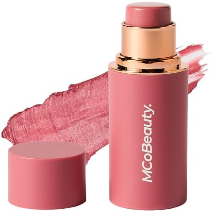 MCoBeauty Baby Face Cream Blush Stick - Peony Rose - Pink Multiuse Buildable Lip and Cheek Color Balm for a Radiant Dewy Glow - Face Makeup with Jojoba Seed Oil Coconut Oil - Vegan & Cruelty Free