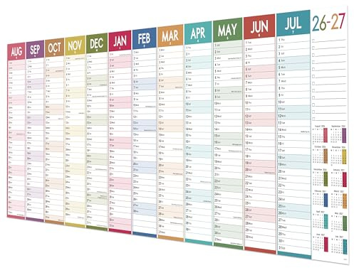 Academic Wall Planner 2026/2027 XXL (120 x 42 cm) Colourful