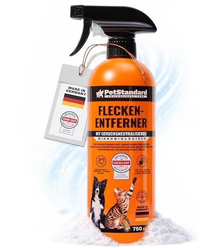 PetStandard Enzymreiniger für Katzenurin & Hundeurin – Fleckenentferner & Geruchsentferner für Teppiche & Polster | Extra Schaumkraft | Made in Germany | 750ml