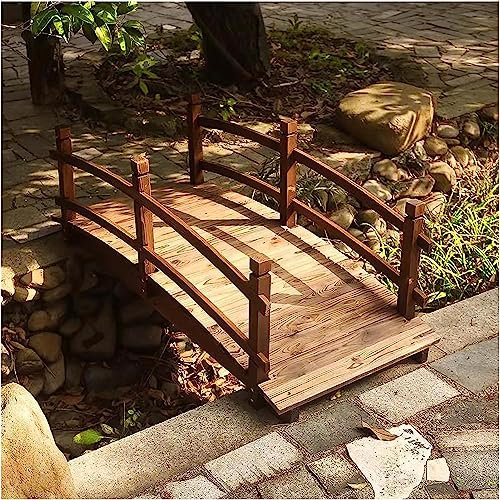 UZAMIRLEX Pont de Jardin en Bois, Pont de Jardin en Bois avec rampes, 1,4 m de Long, for Cour de Ferme, ruisseau et étang