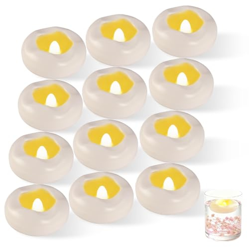 Bubuny 12 Velas Flotantes LED Impermeables sin llama, Velas LED Flotantes para bodas Fiestas de Cumpleaños, Baño, Bañera de Hidromasaje, Spa, Piscina, Valentín
