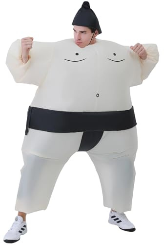 FUNFOCUS Costume de sumo gonflable pour adulte – Costume de sumo complet pour Halloween, carnaval, Noël et événements (costume de requin gonflable)