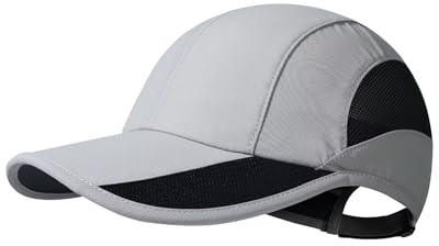 GADIEMKENSD Cappello da Corsa ad Asciugatura Rapida per Uomo, Berretto da Baseball Senza Struttura per Donna, Cappello Estivo UPF50+, Casquette Sportivo con Rete Traspirante per Calcio, Grigio Chiaro
