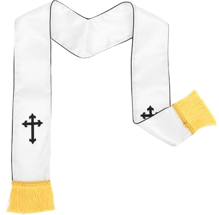 TOYANDONA Estola de Sacerdote Reversible de Satén Negro con Cruz Bordada, Chal Clerical Unisex Resistente a Arrugas para Ceremonia de Boda y Eventos Sagrados