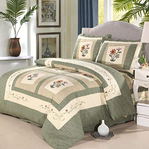 Couvre Lit Matelassé De Luxe Dessus De Lit 2 Personnes Boutis Coton Couverture De Lit Patchwork Avec 2 Taies D'oreiller,40